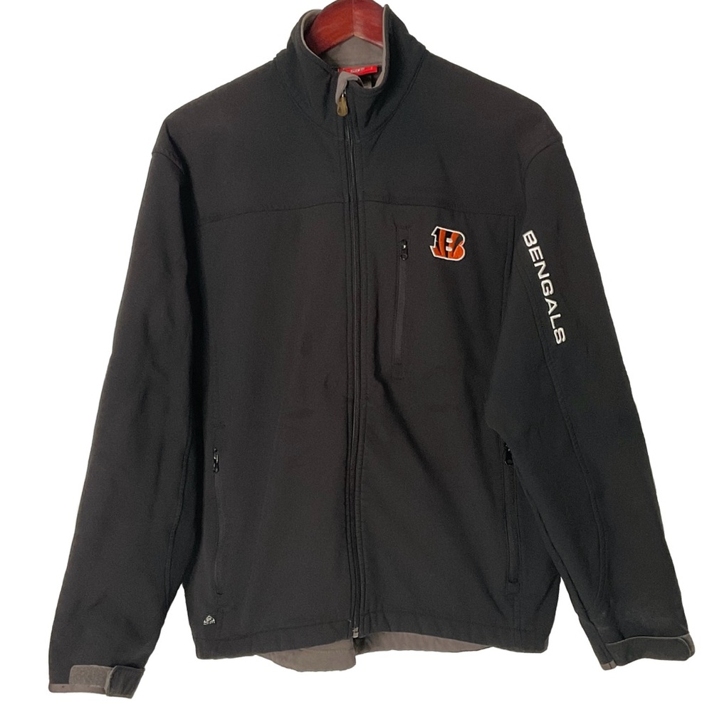 NFL Cincinnati Bengals Soft-shell Full-Zip Fleece Lined 3 Zip Pockets Jacket Med